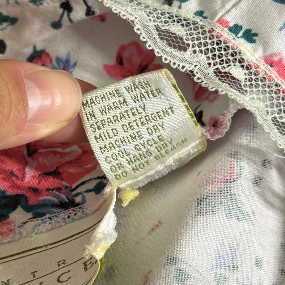 Vintage Country Romance 14 Pink Floral Lace Trim Cottagecore Midi Dress - Picture 7 of 9